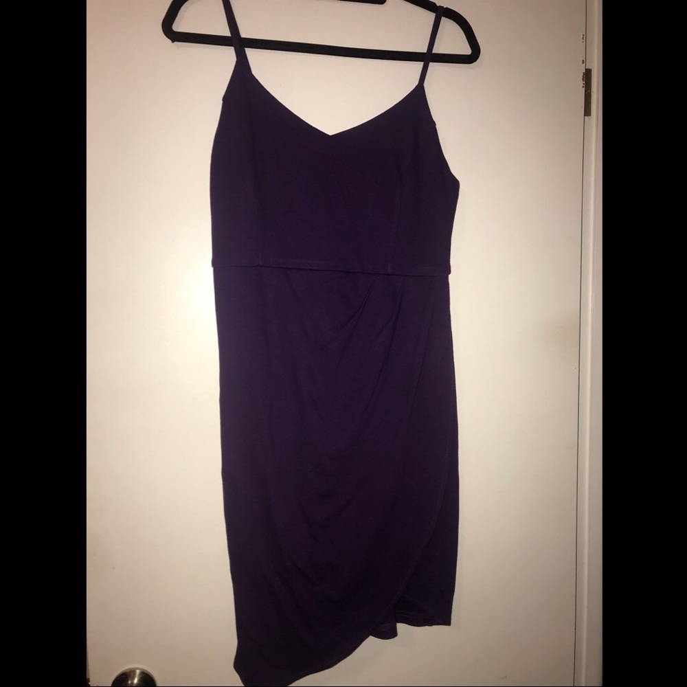 Asymmetrical V-Neck Body Con Dress PURPLE